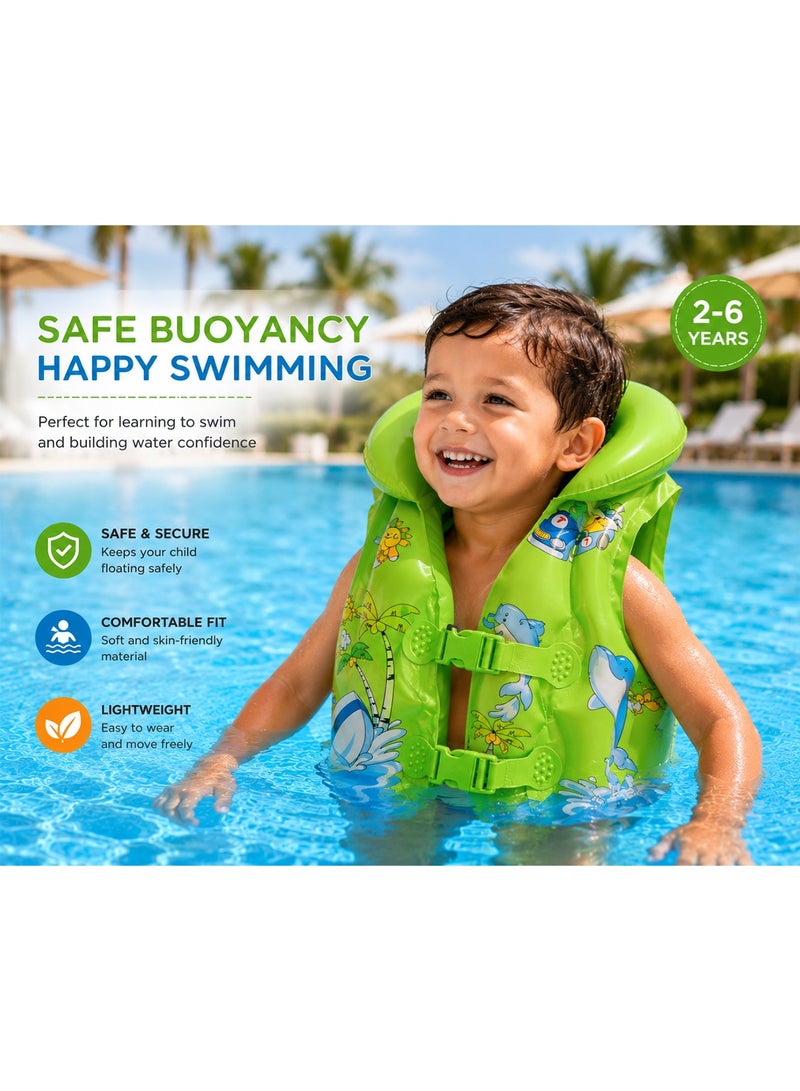 LB Kids Inflatable Swim Vest – Cartoon Print Safety Float Jacket - Image 2