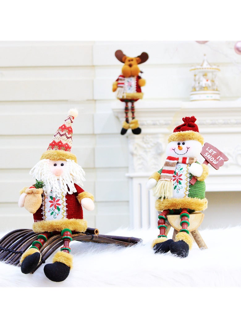AUTOYSUR تمثال سانتا كلوز الثلجي والمزخرف بالأعياد مع رجل الثلج وغزلان العيد - زينة للموقد والطاولة للمنزل بديكور مريح للمنزل وحفلات داخلية (3 عبوات) - Image 3