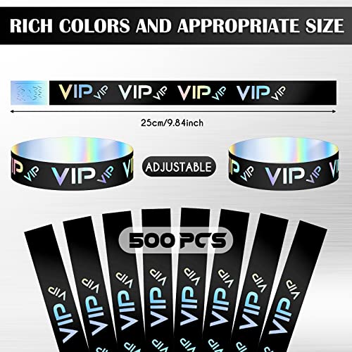 Teling 500 Pack VIP Plastic Wristbands Bracelets Party for Events VIP Custom Wristbands Plastic Bracelets Tear proof Waterproof Wrist Bands Arm Bands for Events Concerts(Black) - Image 3