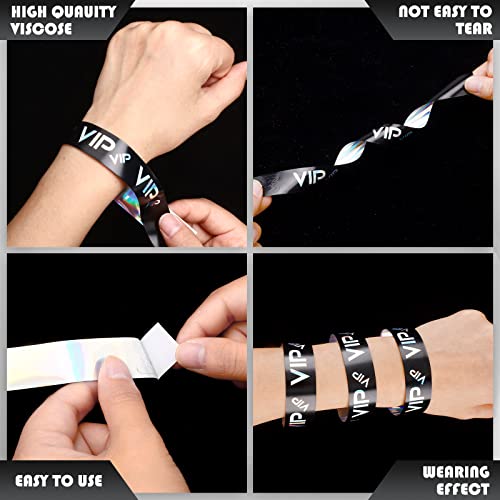 Teling 500 Pack VIP Plastic Wristbands Bracelets Party for Events VIP Custom Wristbands Plastic Bracelets Tear proof Waterproof Wrist Bands Arm Bands for Events Concerts(Black) - Image 4