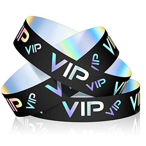 Teling 500 Pack VIP Plastic Wristbands Bracelets Party for Events VIP Custom Wristbands Plastic Bracelets Tear proof Waterproof Wrist Bands Arm Bands for Events Concerts(Black) - Image 1