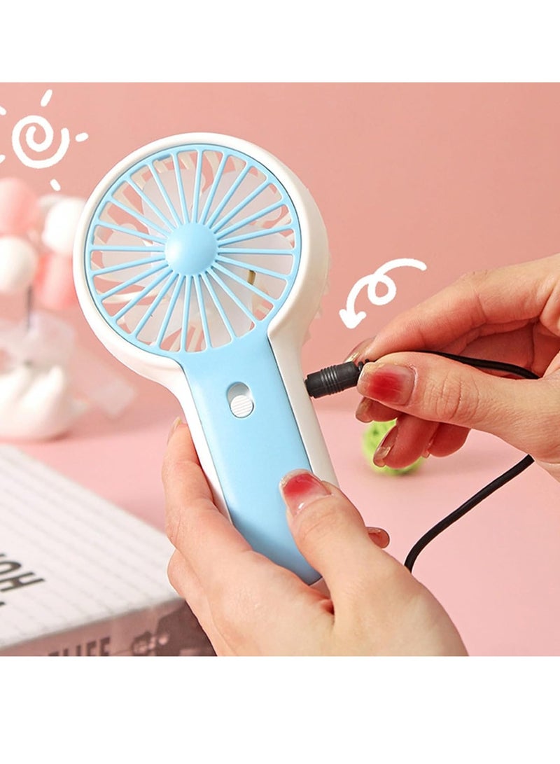 مروحة صغيرة محمولة قابلة لإعادة الشحن عبر USB، مروحة كهربائية صغيرة لطيفة بقوة 1.5 وات للمدرسة (وردي) - Image 4