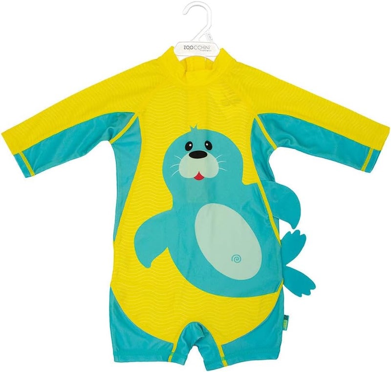 ZOOCCHINI Baby/Toddler Rash Guard One-Piece Swimsuit – UPF 50+ Quick-Dry 3/4 Sleeve Surf Suit, Sydney the Seal, 2-3 Years - Image 3
