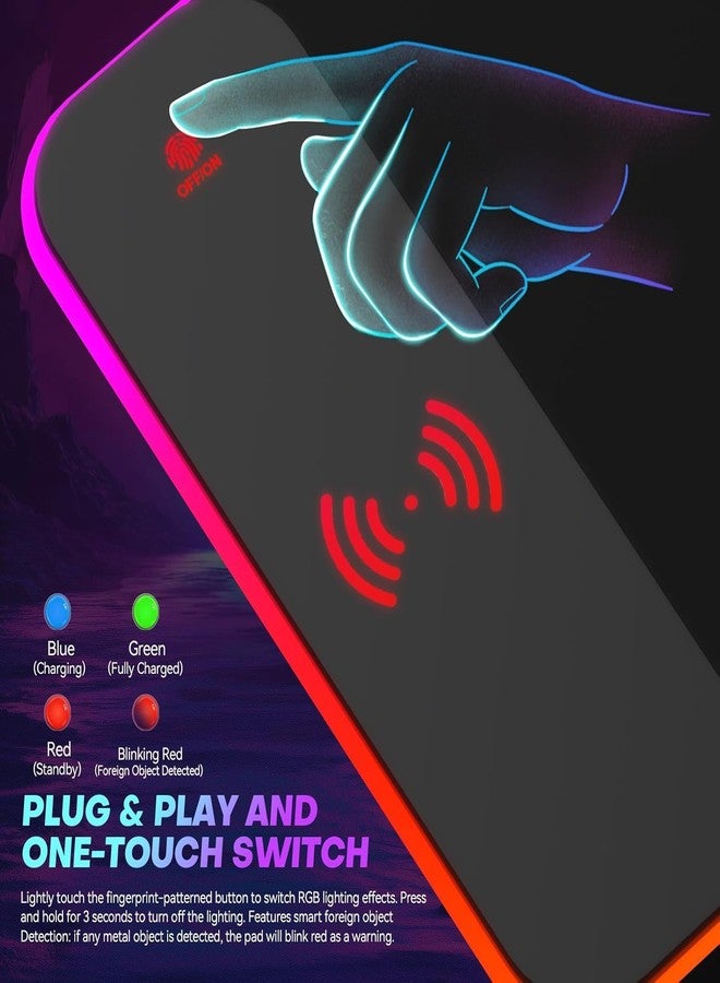 INOVERA (LABEL) RGB Light Gaming Mouse Pad with Wireless Charging - Anti Slip Rubber Base Desk Mat for Laptop, Computer, Keyboard (Black, 700 x 300 mm) - Image 5
