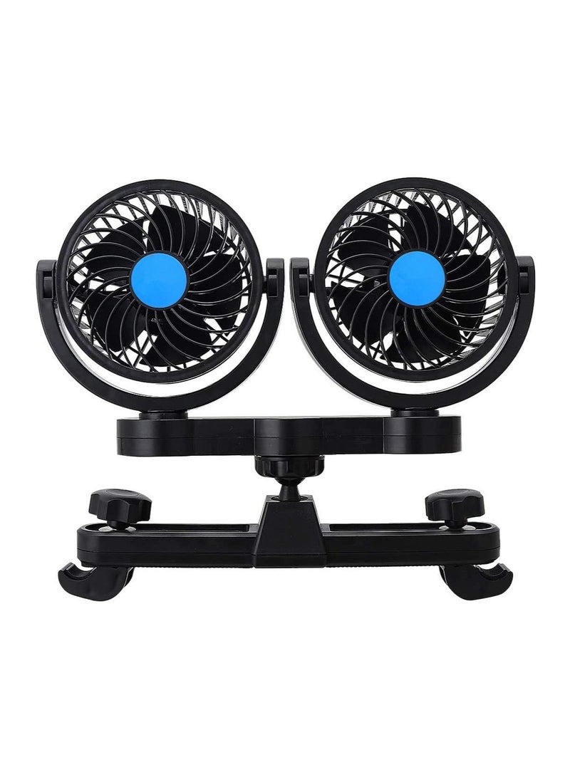 Loquat Electric Car Fans for Rear Seat Passenger Portable Car Seat Fan, 4 Inches 12V Headrest 360° Rotatable Backseat Car Cooling Air Fan with Lighter Plug for Vehicles, SUV, RV, Boat - Image 1