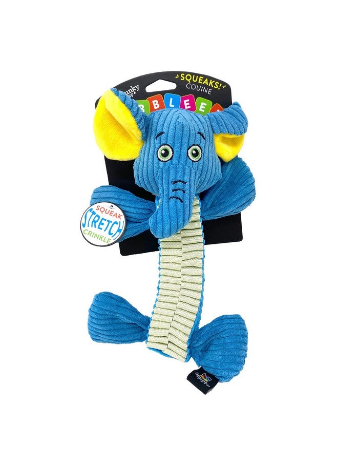 Spunky pup Wibbleez Dog Toy | Stretchy Nylon Webbing with Plush Squeaker Head and Crinkle Ends | Durable Tug Toy for All Breeds / Assorted Colors Green/Gator, Blue/Elephant, Orange/Monkey - Image 2