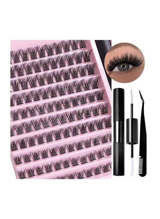 Generic - Individual Lashes Cluster Lashes DIY Eyelash Natural Look 3D Effect Black Individual False Eyelashes with Eyelash Glue - Image 1
