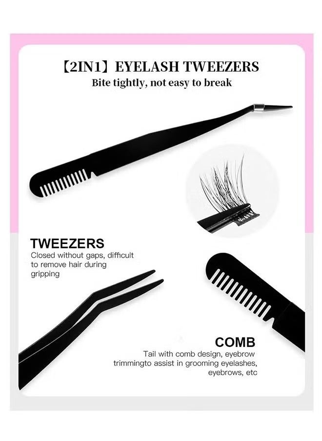 Generic - Individual Lashes Cluster Lashes DIY Eyelash Natural Look 3D Effect Black Individual False Eyelashes with Eyelash Glue - Image 1