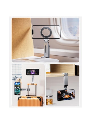 Magnetic Tripod for iPhone 16/15/14/13/12 Plus Pro Max Series, Aluminium Mini Magnetic Phone Tripod for iPhone and MagSafe, 360° Adjustable Magic Clip Folding Magnetic Phone Stand, 1/4" Screw - view 2