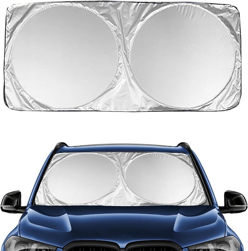 HSR Car Windshield Sun Shade Cover for Front Window with UV Protection, Foldable and Retractable Sun Visor Keeps Car Cool, Universal Fit (Size : 58 x 27 Inch) - Image 1