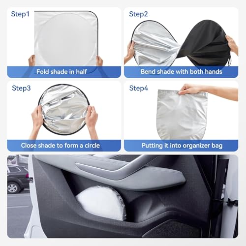 HSR Car Windshield Sun Shade Cover for Front Window with UV Protection, Foldable and Retractable Sun Visor Keeps Car Cool, Universal Fit (Size : 58 x 27 Inch) - Image 5