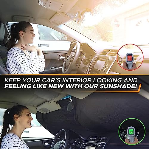 HSR Car Windshield Sun Shade Cover for Front Window with UV Protection, Foldable and Retractable Sun Visor Keeps Car Cool, Universal Fit (Size : 58 x 27 Inch) - Image 2