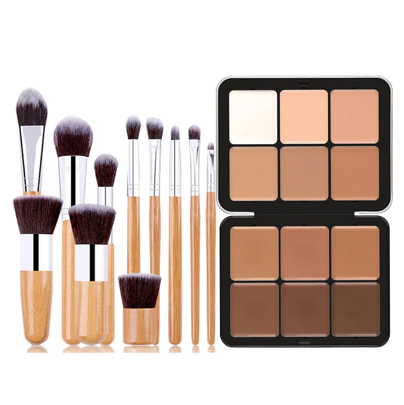 Joyeee Professional Makeup Cream Contour Palette, Joyeee 12 Colours Concearler Full Coverage & Makeup Brush Set Contour Concearler Palette Contouring Face Make Up Gift for Women Girls - Image 1