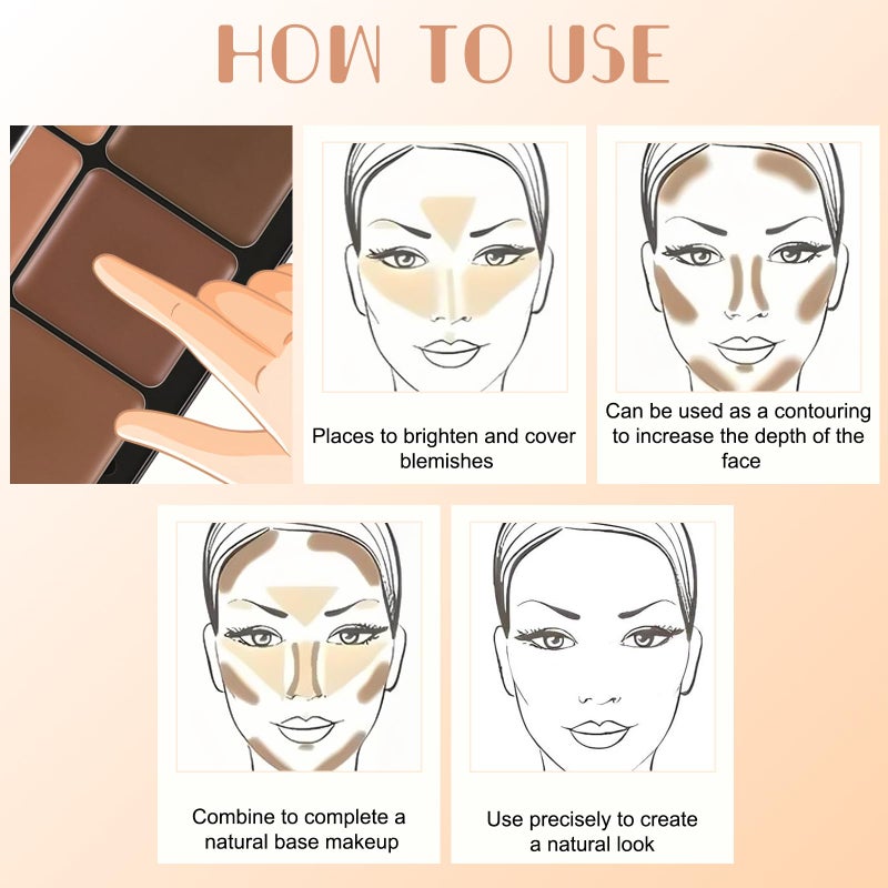 Joyeee Professional Makeup Cream Contour Palette, Joyeee 12 Colours Concearler Full Coverage & Makeup Brush Set Contour Concearler Palette Contouring Face Make Up Gift for Women Girls - Image 3