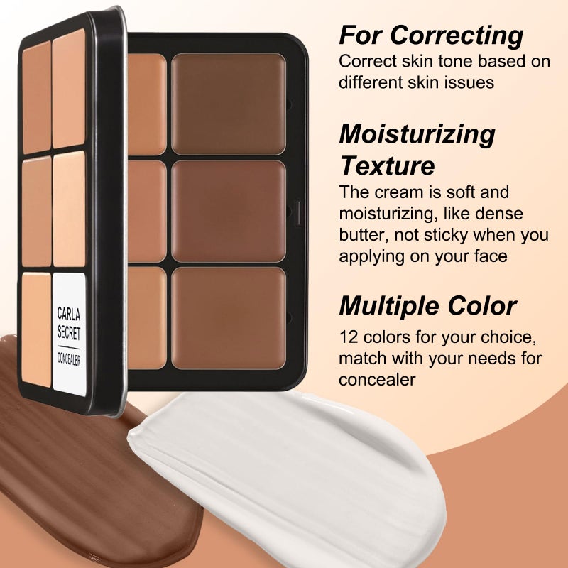 Joyeee Professional Makeup Cream Contour Palette, Joyeee 12 Colours Concearler Full Coverage & Makeup Brush Set Contour Concearler Palette Contouring Face Make Up Gift for Women Girls - Image 4