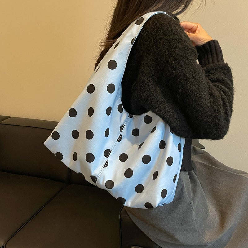 Women's Canvas Crossbody Bag Polka Dot Print - Image 4