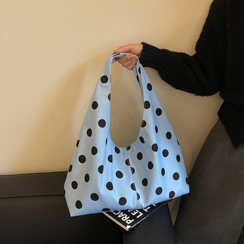 Women's Canvas Crossbody Bag Polka Dot Print - Image 3