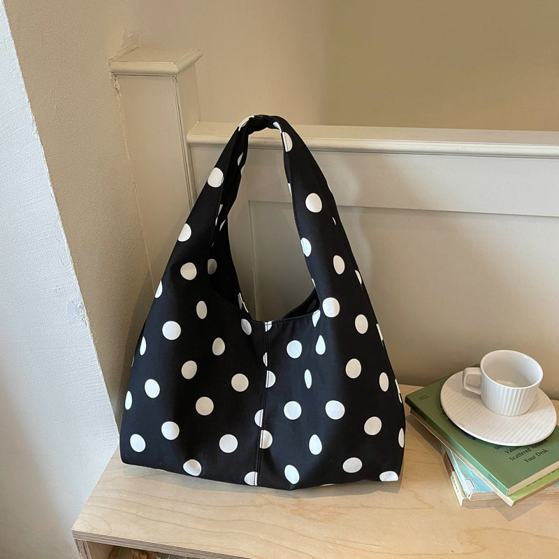 Women's Canvas Crossbody Bag Polka Dot Print - Image 2
