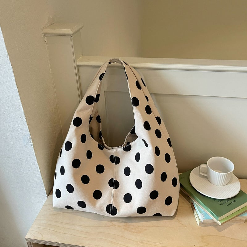 Women's Canvas Crossbody Bag Polka Dot Print - Image 1