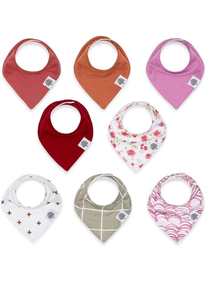 Parker Baby Co. Parker Baby Bandana Drool Bibs 8 Pack Baby Bibs for Boys, Girls, Unisex - Soft & Stylish Teething Bibs for Babies Rose  - Image 1