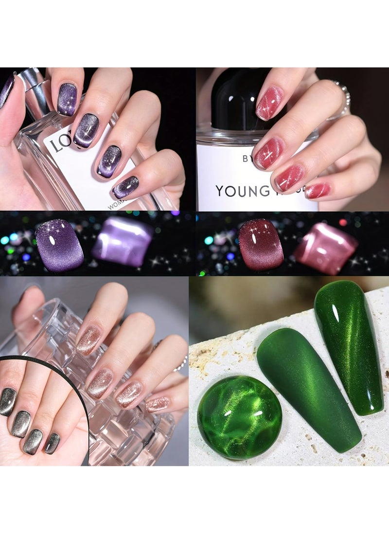 CMGTYYD Gel Nail Polish Set, 6Pcs Cat Eye Pastel Gel Nail Polish Kit with Cat Eye Magnet For Nails, UV Gel Nail Polish Pastel Colors, Magnetic Rainbow Cat Eye Gel Nail Polish, Neon Gel Polish  - Image 3