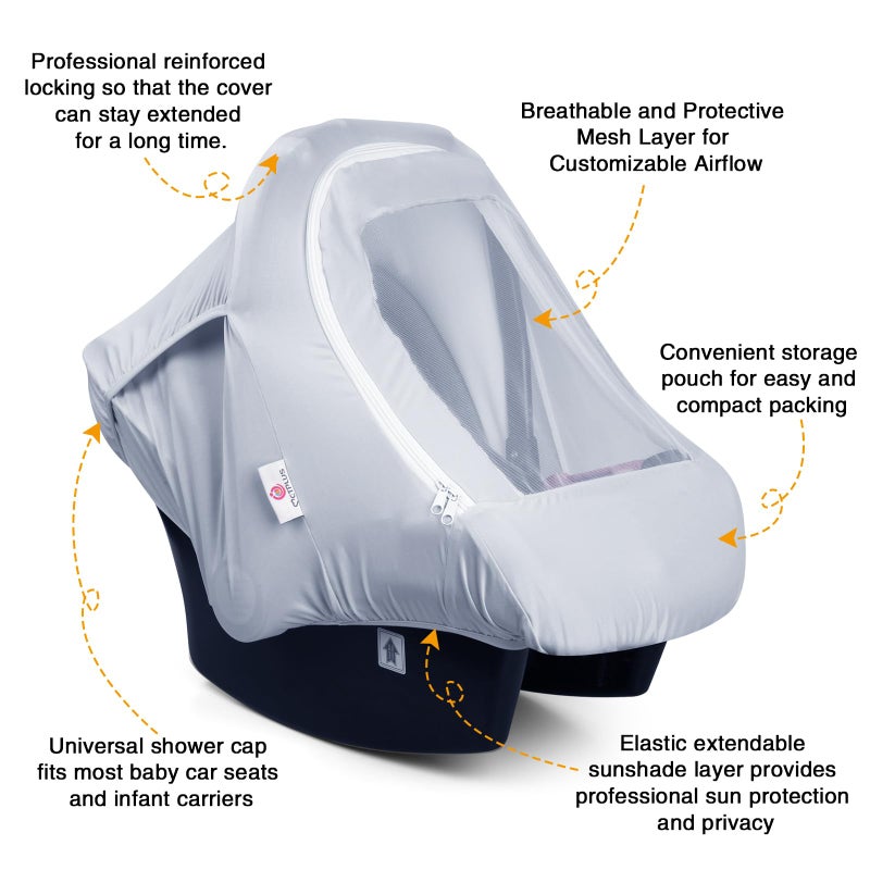 Metplus 2-in-1 Baby Car Seat Canopy, Multi Use Privacy Sun Shade, Protect Baby's Safety with Style, Infant Carrier Covers for Boys & Girls - Image 3