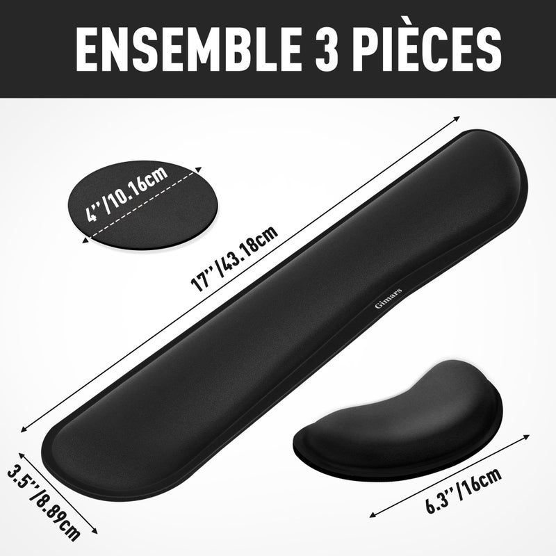 Gimars Upgrade Enlarge Silky and Superfine Fabric Gel Memory Foam Keyboard Wrist Rest Set, Ergonomic Keyboard Mouse Wrist Support for Typing Pain Relief, Comfort for Office, Gaming, Computer, Black - Image 3