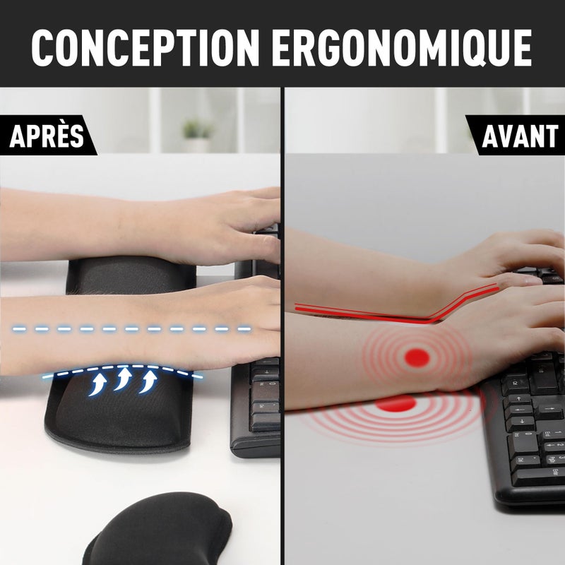 Gimars Upgrade Enlarge Silky and Superfine Fabric Gel Memory Foam Keyboard Wrist Rest Set, Ergonomic Keyboard Mouse Wrist Support for Typing Pain Relief, Comfort for Office, Gaming, Computer, Black - Image 4