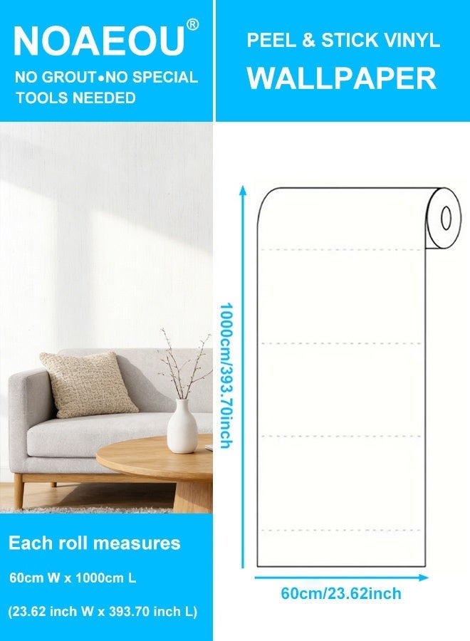 NOAEOU Wallpaper Cloth patterned wall paper Self Adhesive Peel and Stick Wallpaper Contact Paper Removable Waterproof Room Wallpapers Wrap Cabinet Furniture Textured Renter (White) - Image 2