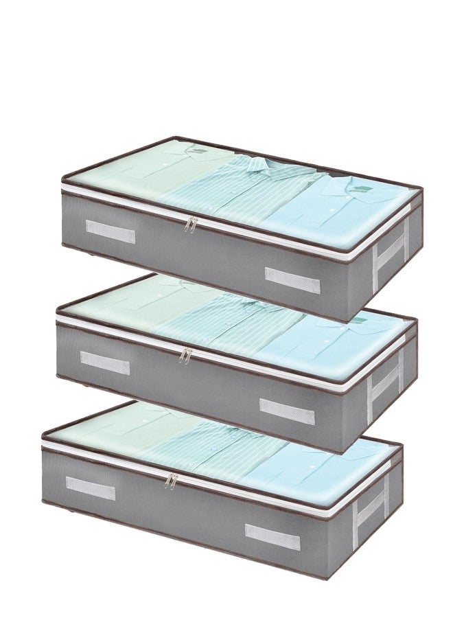 RENVA 3 PCS Underbed Storage Bags Foldable Clothes Bag Large Capacity Storage Containers with Clear Window Reinforced Handles Organizer Non-Woven for Comforters Blankets Bedding (Art Deco, 3, count) - Image 1