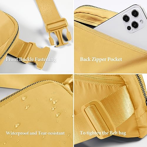 ODODOS Unisex Mini Belt Bag with Adjustable Strap Small Fanny Pack for Workout Running Traveling Hiking, Buff Yellow - Image 5