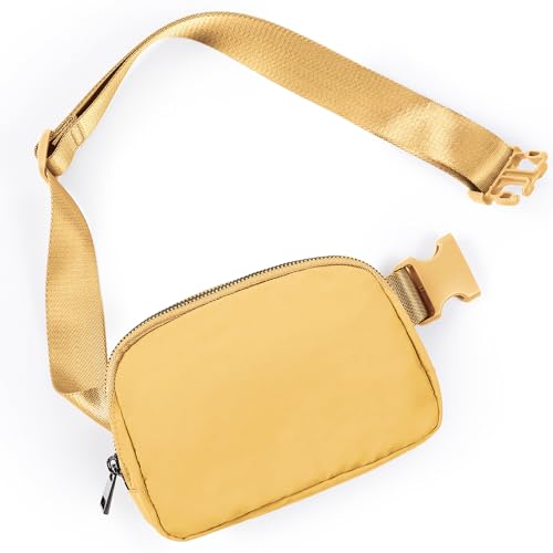 ODODOS Unisex Mini Belt Bag with Adjustable Strap Small Fanny Pack for Workout Running Traveling Hiking, Buff Yellow - Image 1