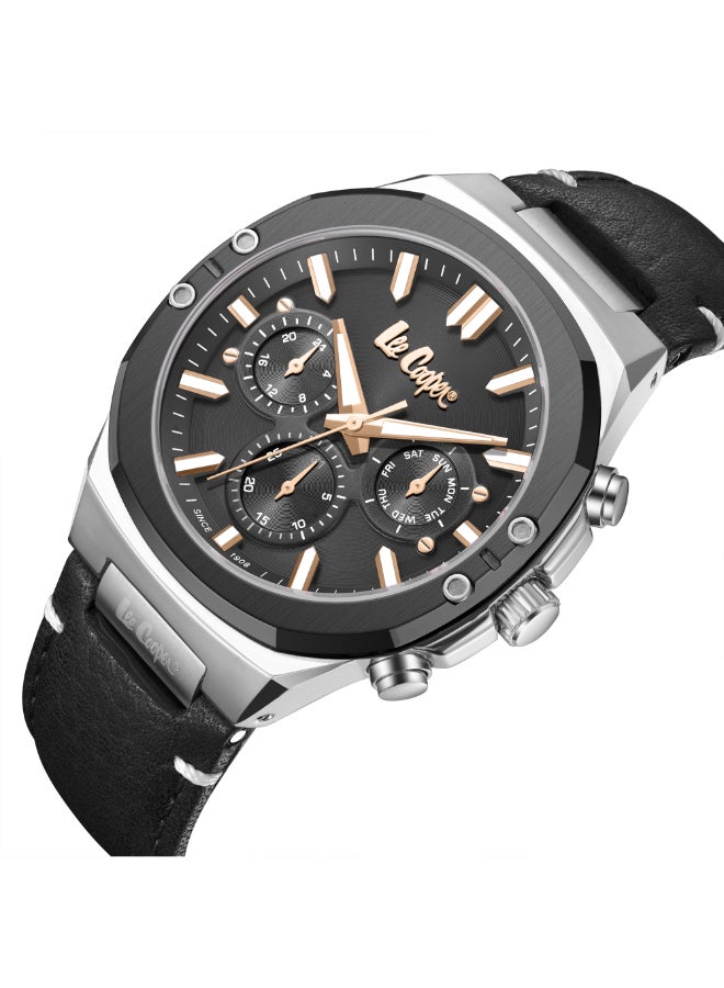 لي كوبر ساعة رجالية جلدية متعددة الوظائف . -  مم - Image 2