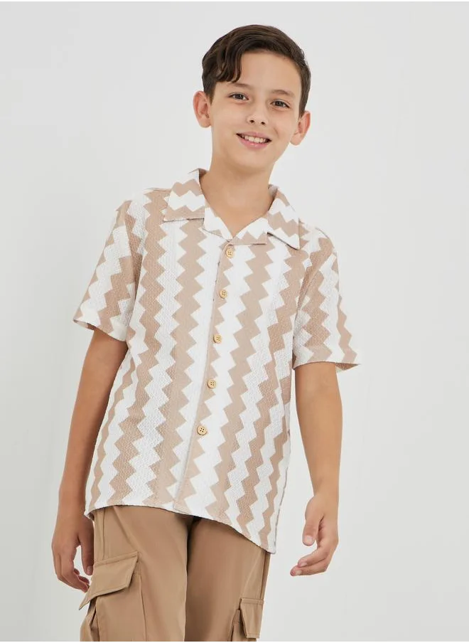 Styli Styli Printed Resort Collar Buttoned Shirt