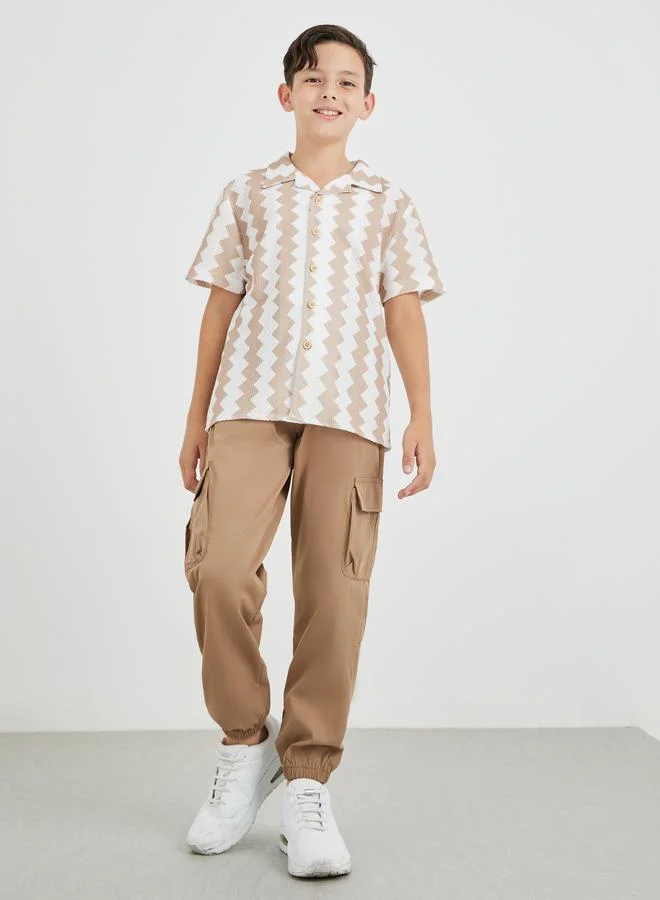 Styli Printed Resort Collar Buttoned Shirt