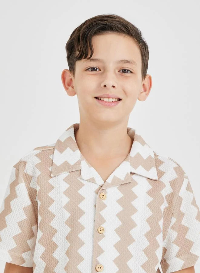 Styli Printed Resort Collar Buttoned Shirt