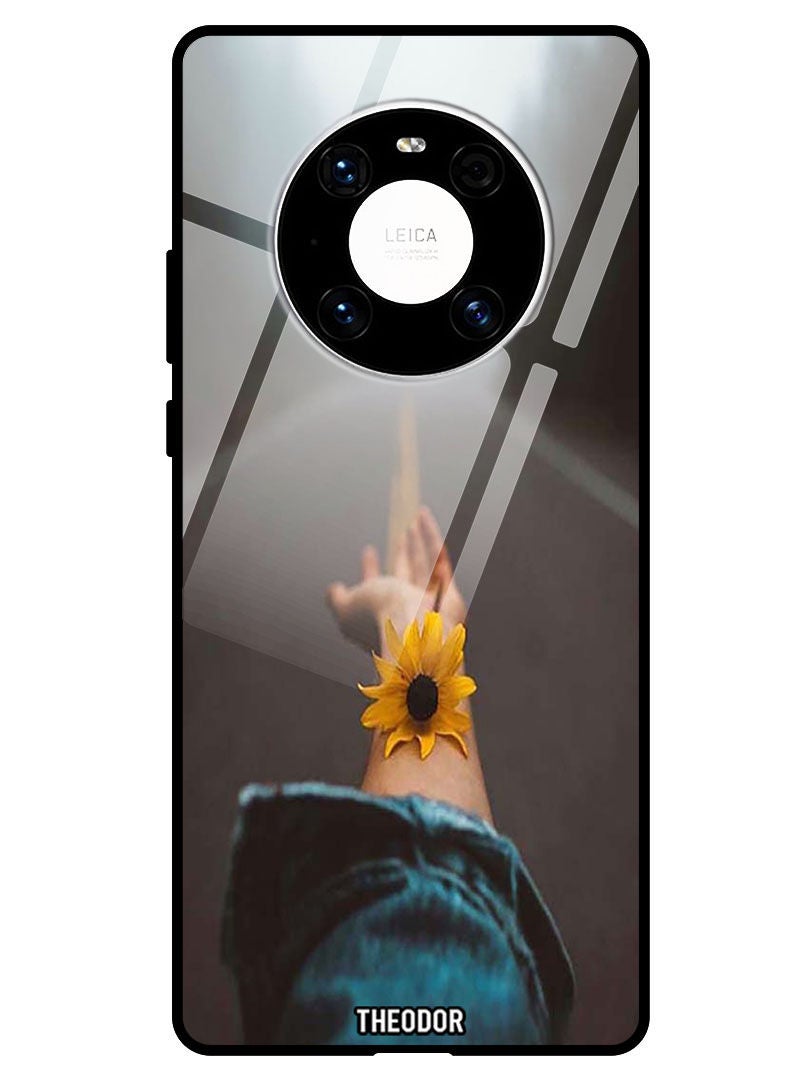 Theodor Protective Tempered Glass Case Cover HUAWEI MATE 40 PRO 5G  Flower on hand - Image 1