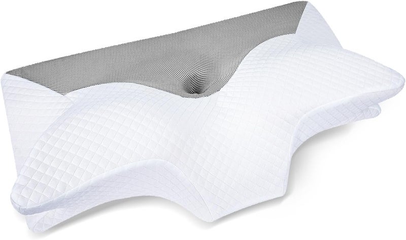 HOMCA Ergonomic Memory Foam Pillow(King Size), Neck Support Bed Pillow for Side, Back and Stomach Sleepers(Gray) - Image 1