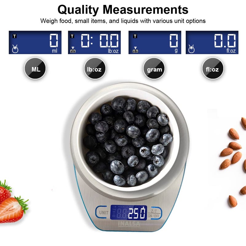 Inalsa Inalsa Digital Kitchen Weighing Scale Food Weight Machine for Health Fitness Home Baking CookingINKS 02 with TareZero FunctionHigh Precision Weighing Sensor1 Year Warranty SilverBlue - Image 5