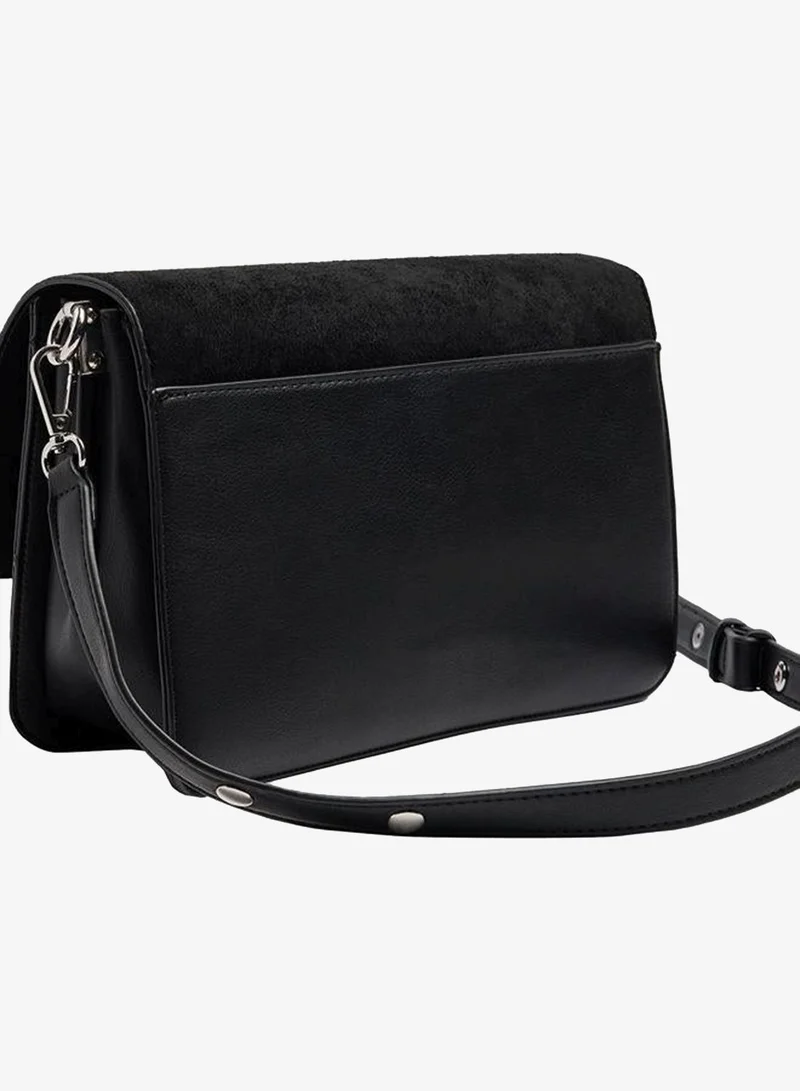 Parfois Black Crossbody Bag With Flap Soft Texture for Women | Best Price UAE