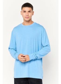 KANGOL Men Crew Neck Long Sleeves Chambray T-Shirt, Steel Blue  - Image 1