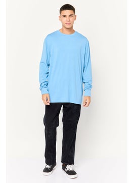 KANGOL Men Crew Neck Long Sleeves Chambray T-Shirt, Steel Blue  - Image 2