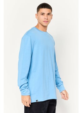 KANGOL Men Crew Neck Long Sleeves Chambray T-Shirt, Steel Blue  - Image 3