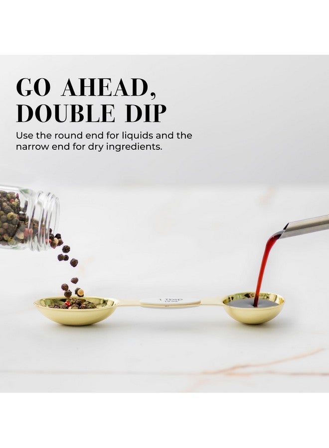 styled settings White and Gold Magnetic Measuring Spoons - Stainless Steel Double Sided Measuring Spoons for Cooking and Baking - Cute White and Gold Kitchen Accessories, Ideal for Gifting - Image 3