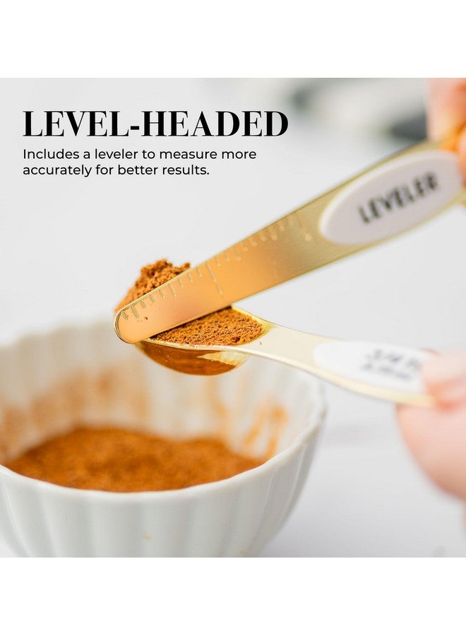 styled settings White and Gold Magnetic Measuring Spoons - Stainless Steel Double Sided Measuring Spoons for Cooking and Baking - Cute White and Gold Kitchen Accessories, Ideal for Gifting - Image 4