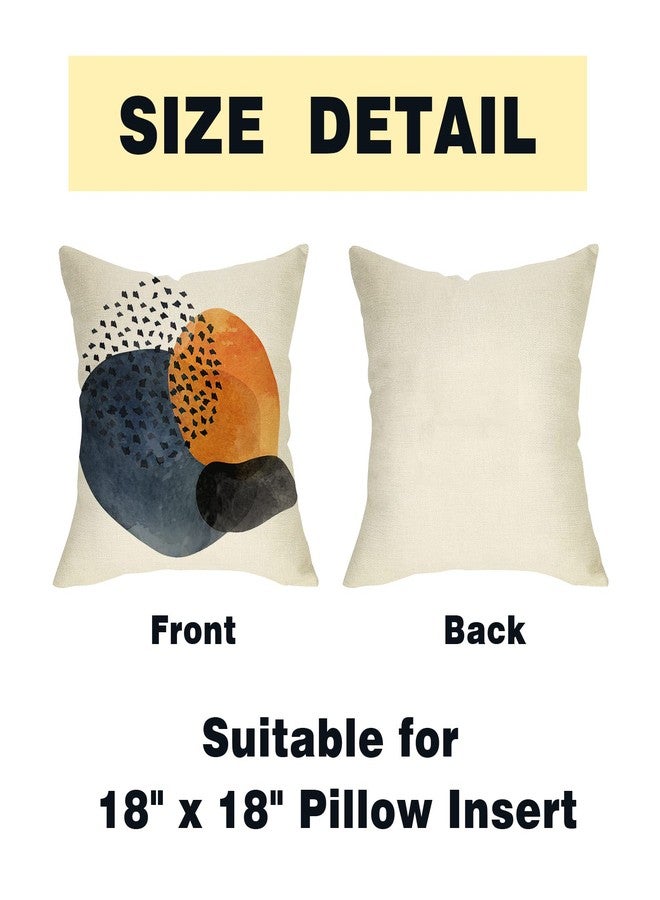 FBCOO Boho Abstract Modern Art Decorative 18 x 18 Throw Pillow Cover Set of 4, Minimalist Geometric Bohemian Sun Moon Decoration, Botanical Plant Square Pillowcase Cushion Case Sofa Couch Home Decor - Image 2