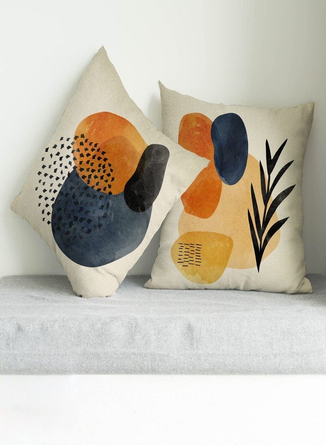 FBCOO Boho Abstract Modern Art Decorative 18 x 18 Throw Pillow Cover Set of 4, Minimalist Geometric Bohemian Sun Moon Decoration, Botanical Plant Square Pillowcase Cushion Case Sofa Couch Home Decor - Image 5