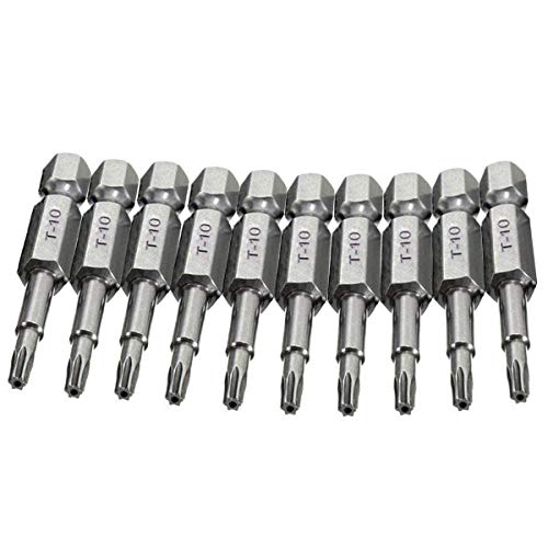 COMOK 10pcs 50mm Long 1/4 Inch Hex Shank T10 Torx Head Magnetic Screw Driver Bit Set Security Tamper Proof Star 6 Point Screwdriver Kit Tools - Image 1