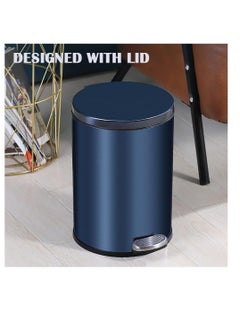 CityRiya-Long Stainless Steel Pedal Bin, Smudge Resistant Trash Can with Foot Pedal and Soft-Close Lid Round, Hands Free Garbage Bin for Kitchen Living Room Bathroom Office and Hotel (White, 8L)  - Image 4