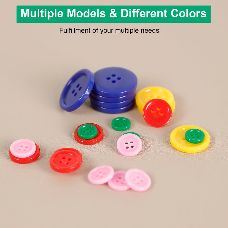 AULLUA Premium Color Sewing Buttons, 100PCS Round Resin, 4 Holes Craft, Handmade Sewing Button, Sizes 40L/32L/24L/20L/16L, for Garment DIY Art Crafts Projects Decoration (Non-Dyed Buttons) - Image 3